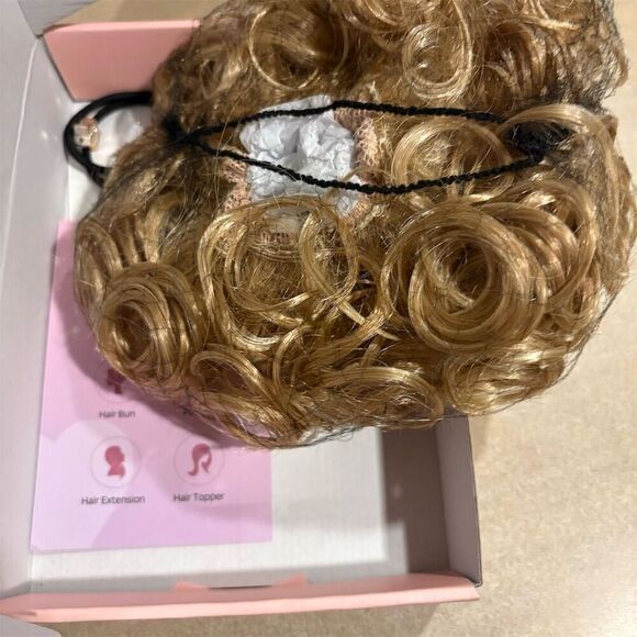 HOOJIH Curly Blonde Hair Topper Multicolor Easy Attach Unisex - Picture 3 of 6